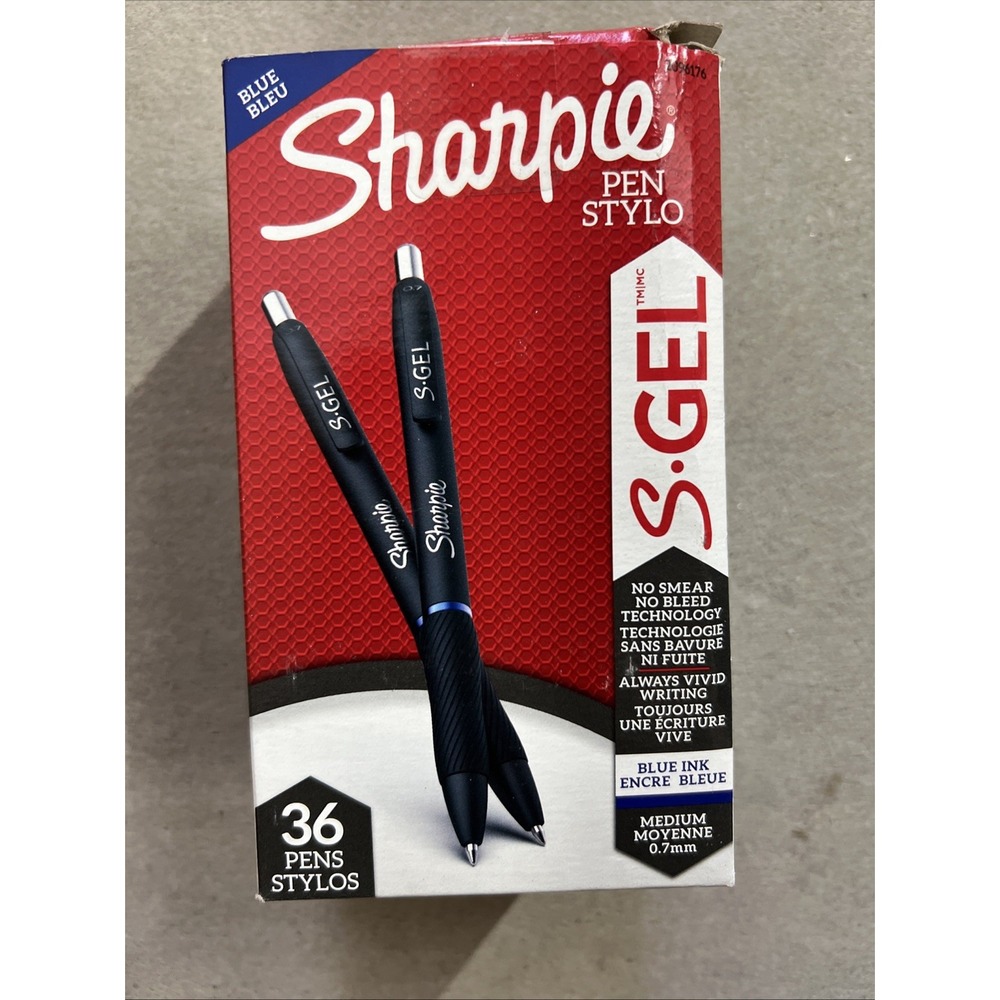 Sharpie S-Gel‎ 2164423 Retract Gel Pen, 0.7 mm, Blue Ink, Black Barrel, 36 Count